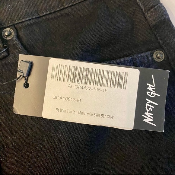 Nasty Gal High-Waisted, Frayed-Hem Black Mini Skirt NWT - Picture 9 of 10